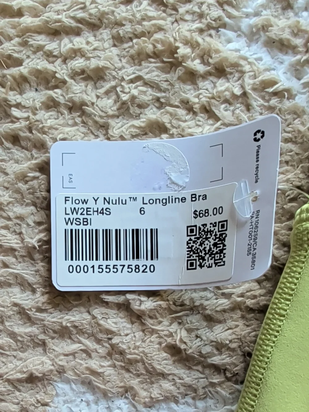 Lululemon Flow Y Nulu Longline Bra Wasabi NWT